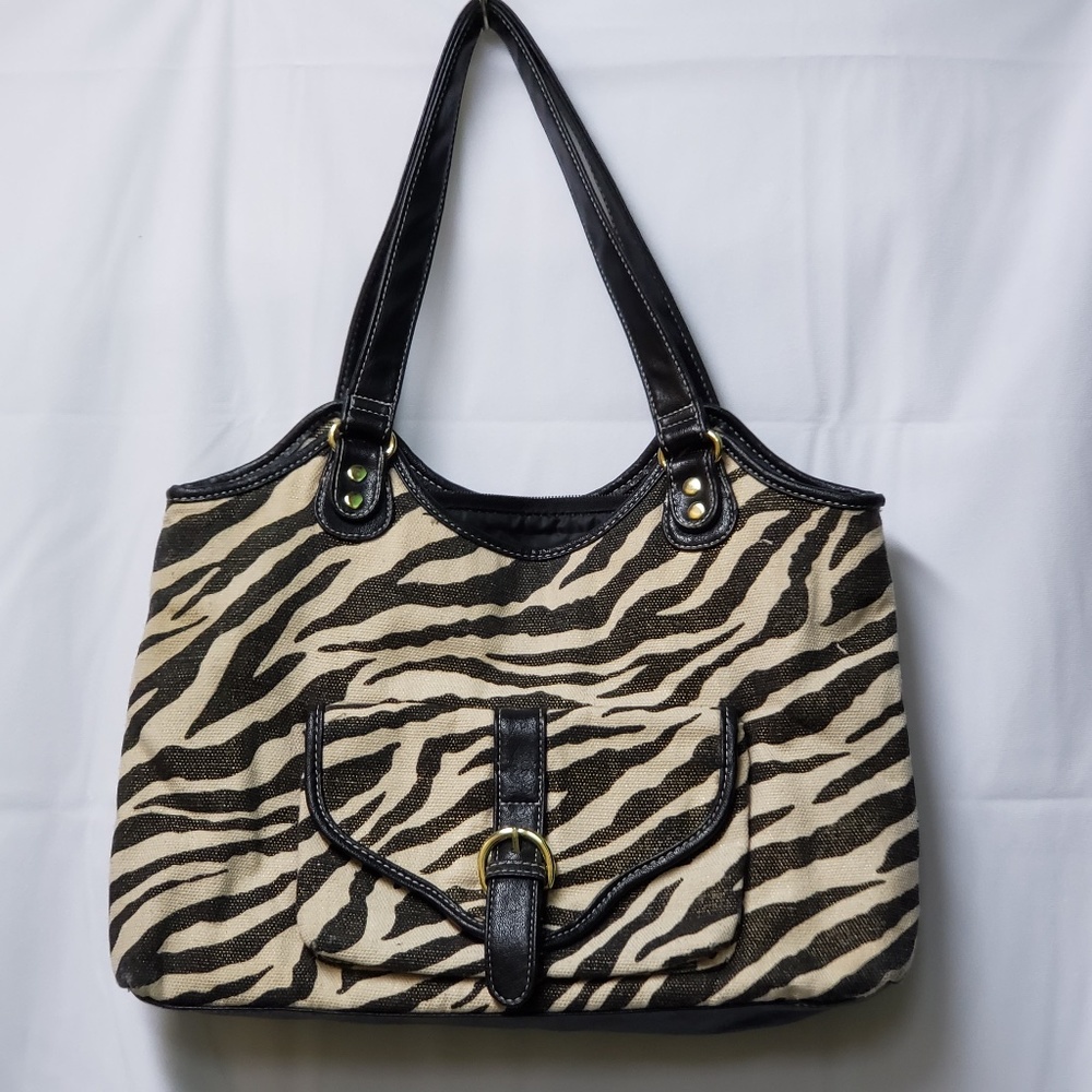 Womens Fabric Brown and Tan Pattern Handbag
